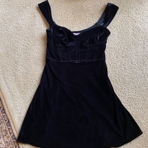 urban outfitters velvet corset mini black dress